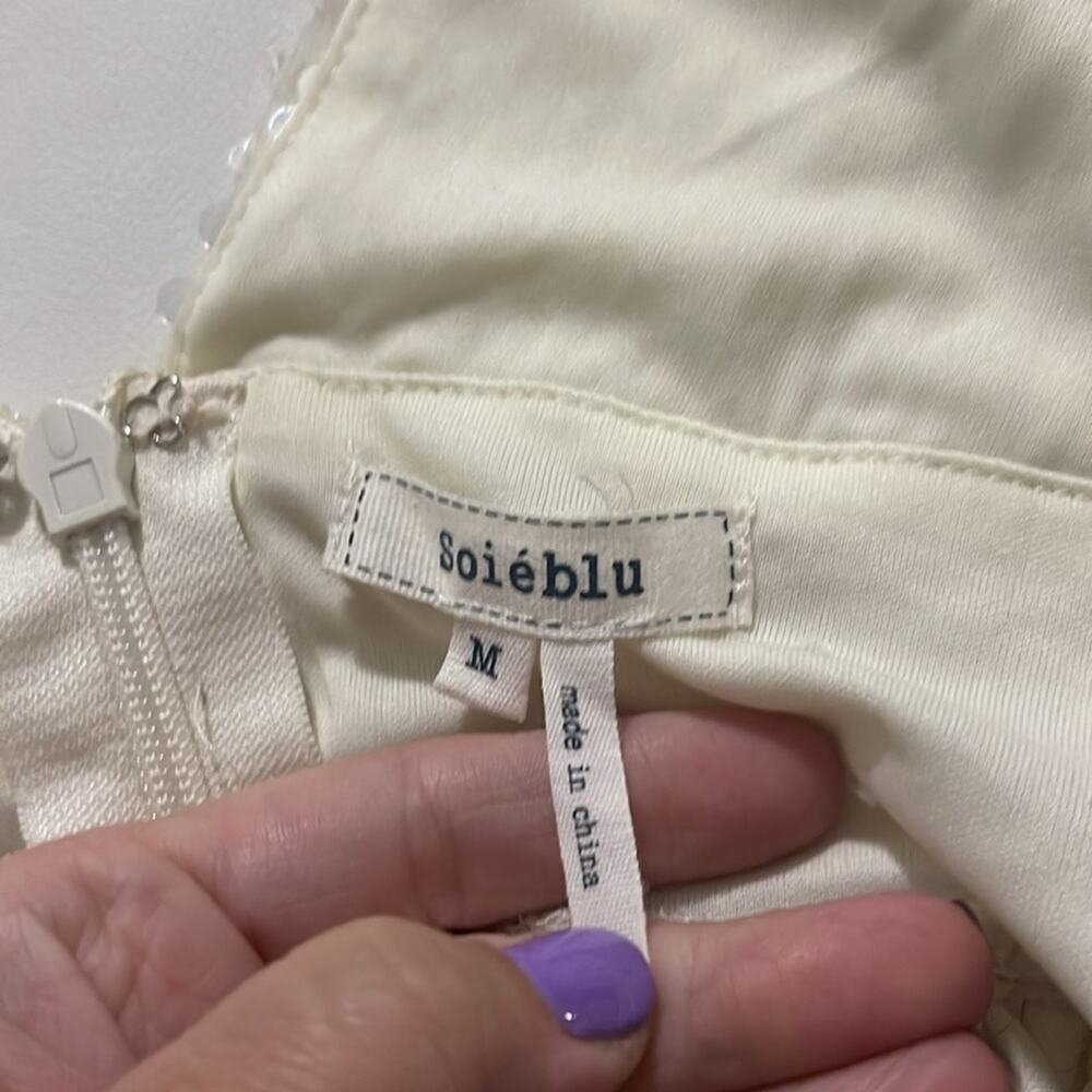 NEW Soieblu Off White Long Sequin Dress Women's Size Medium NWT - Picture 4 of 9